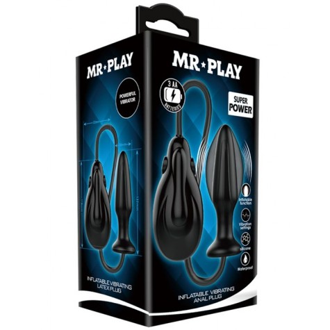 Черная анальная расширяющаяся вибропробка Mr.Play - 13,5 см.