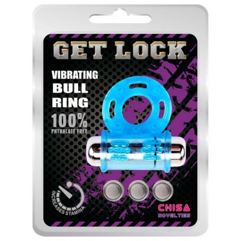 Голубое эрекционное виброкольцо Get Lock