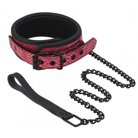 Розово-черный ошейник COLLAR & LEASH с поводком